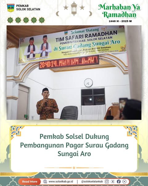 Pemkab Solsel Dukung Pembangunan Pagar Surau Gadang Sungai Aro