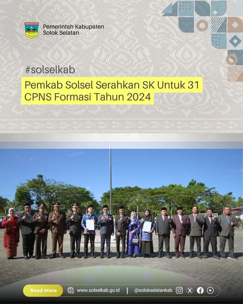 Pemkab Solsel Serahkan SK Untuk 31 CPNS Formasi Tahun 2024