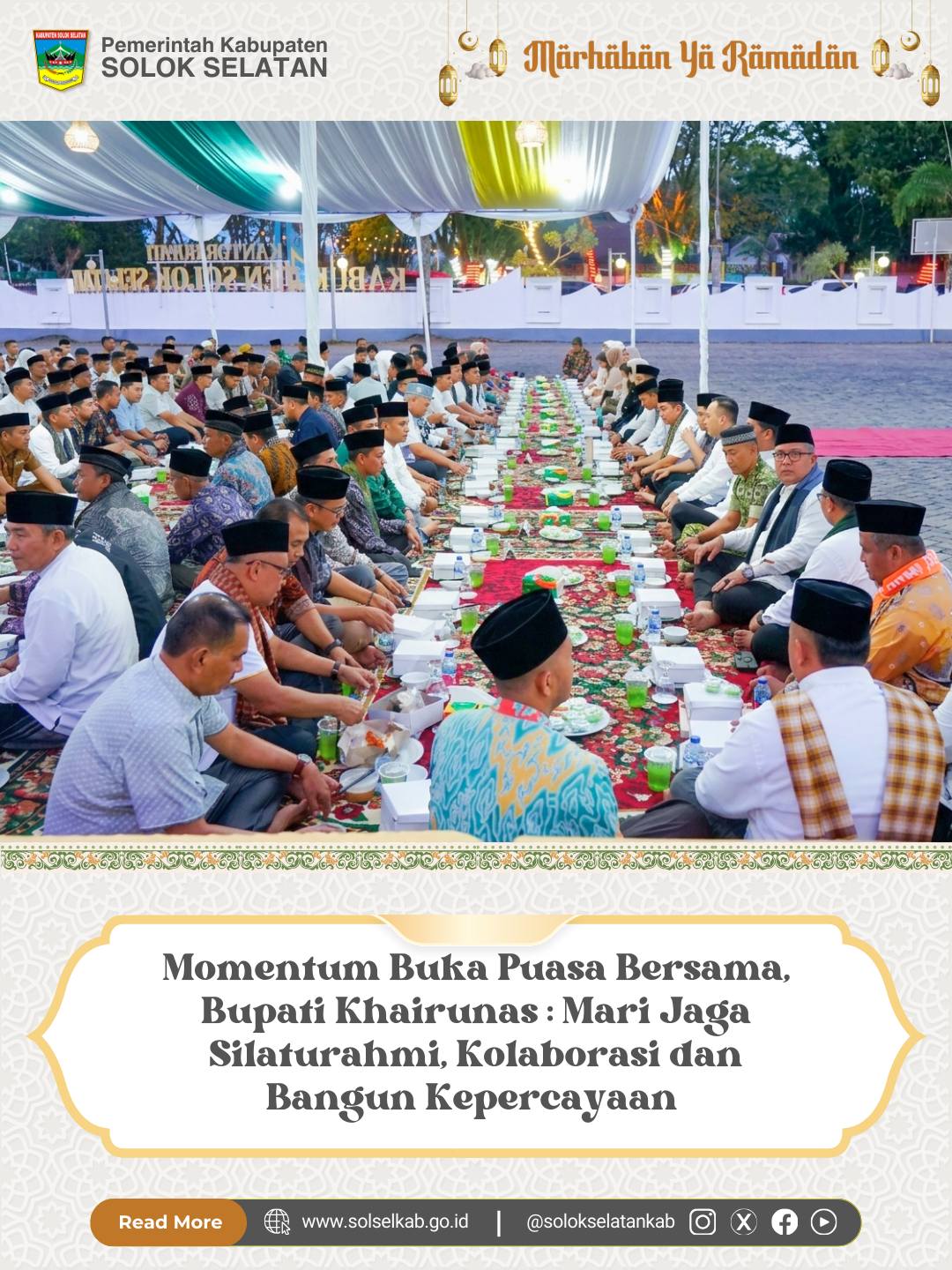 Momentum Buka Puasa Bersama, Bupati Khairunas : Mari Jaga Silaturahmi, Kolaborasi dan Bangun Kepercayaan