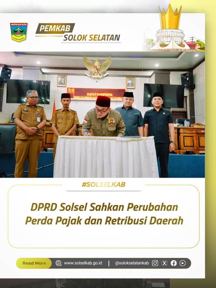 DPRD Solsel Sahkan Perubahan Perda Pajak dan Retribusi Daerah